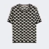 Trui van katoen en viscose jacquard, zwart Trui van katoen en viscose jacquard, zwart