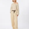 Trui van katoengaren en pailletten, beige Trui van katoengaren en pailletten, beige