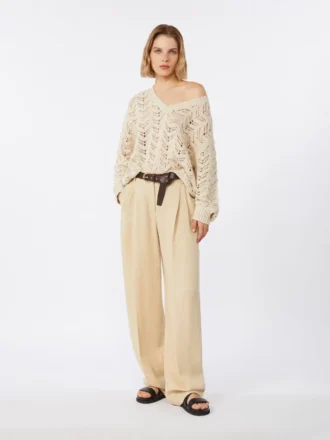 Trui van katoengaren en pailletten, beige