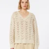 Trui van katoengaren en pailletten, beige Trui van katoengaren en pailletten, beige