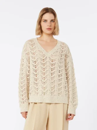 Trui van katoengaren en pailletten, beige