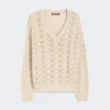 Trui van katoengaren en pailletten, beige Trui van katoengaren en pailletten, beige