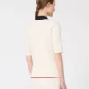 Trui van stretchviscose, wit-blauw