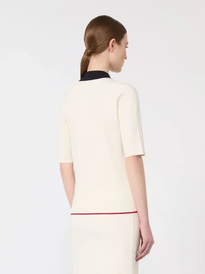 Trui van stretchviscose, wit-blauw