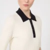 Trui van stretchviscose, wit-blauw