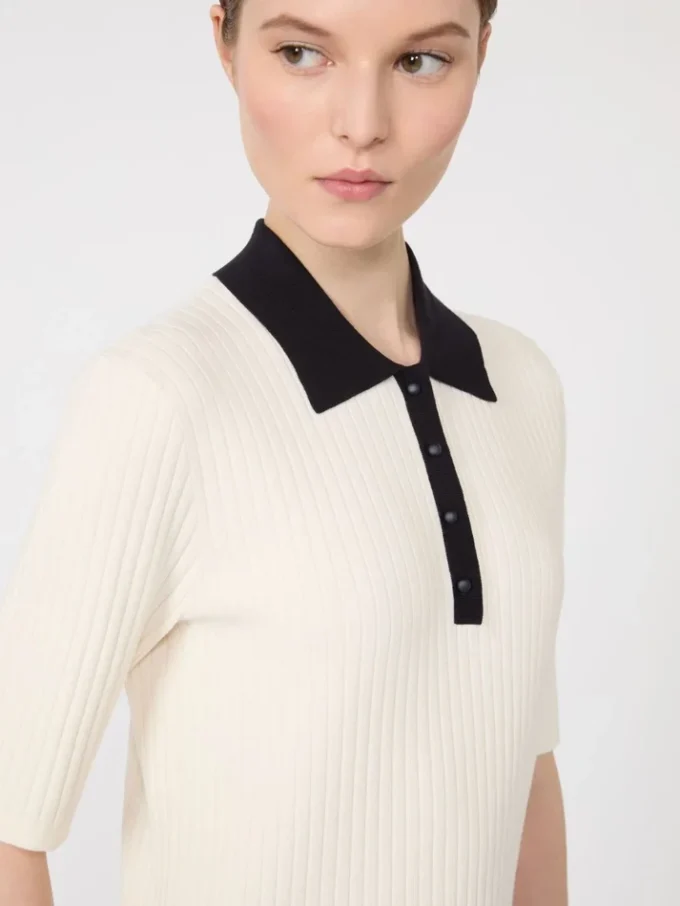 Trui van stretchviscose, wit-blauw