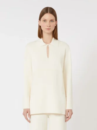 Trui van viscose crêpe, ivoorkleurig Trui van viscose crêpe, ivoorkleurig