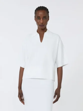 Trui van viscose crêpe, optisch wit