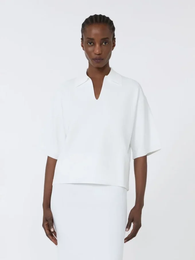 Trui van viscose crêpe, optisch wit