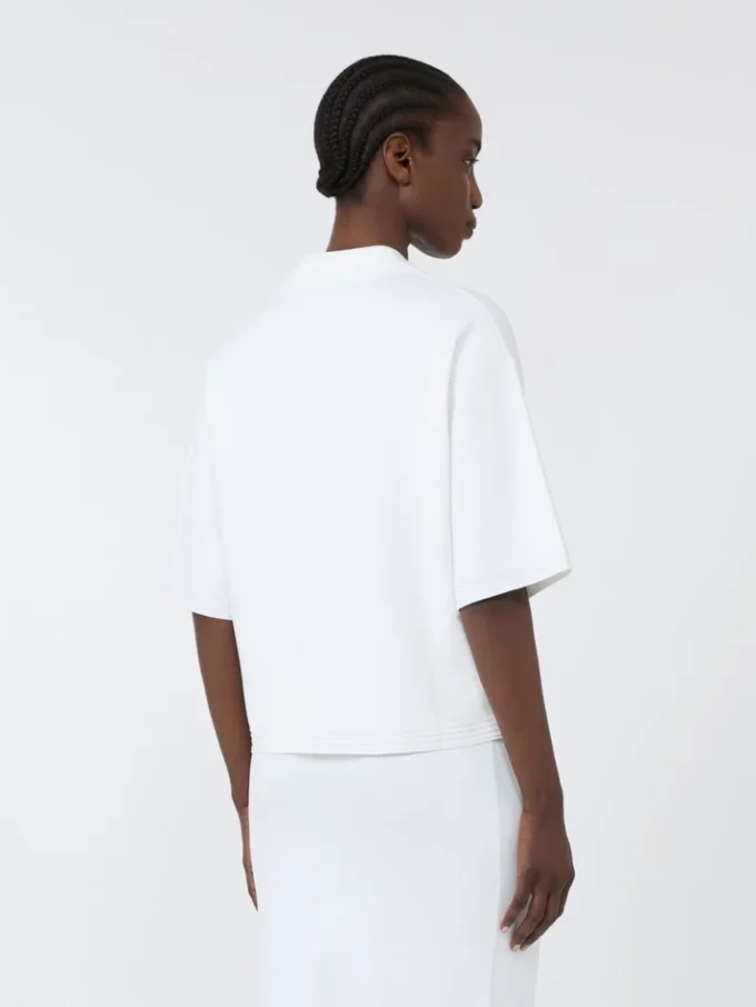 Trui van viscose crêpe, optisch wit
