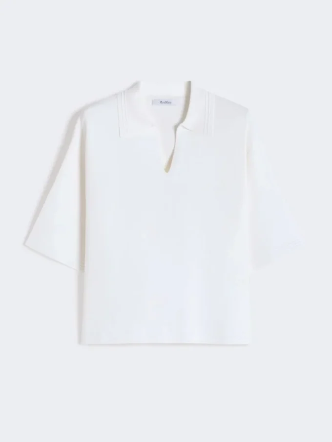 Trui van viscose crêpe, optisch wit