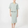 Trui van viscose crêpe, saliegroen Trui van viscose crêpe, saliegroen