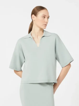 Trui van viscose crêpe, saliegroen