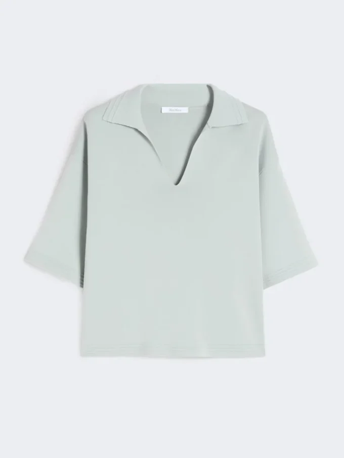 Trui van viscose crêpe, saliegroen Trui van viscose crêpe, saliegroen