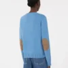 Trui van wol en kasjmier met patchdetail, avio Trui van wol en kasjmier met patchdetail, avio