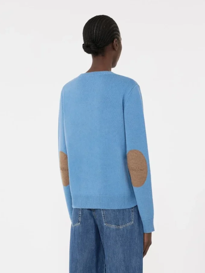 Trui van wol en kasjmier met patchdetail, avio Trui van wol en kasjmier met patchdetail, avio