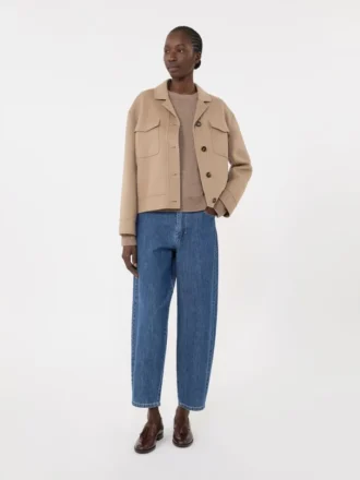 Trui van wol en kasjmier met patchdetail, camel
