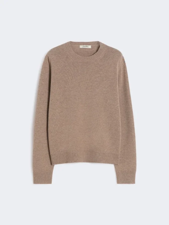 Trui van wol en kasjmier met patchdetail, camel Trui van wol en kasjmier met patchdetail, camel