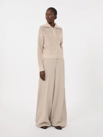 Trui van wol, kasjmier en lurex, albino