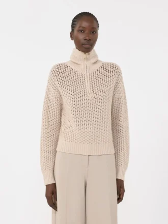 Trui van wol, kasjmier en lurex, albino