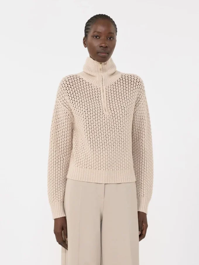 Trui van wol, kasjmier en lurex, albino Trui van wol, kasjmier en lurex, albino