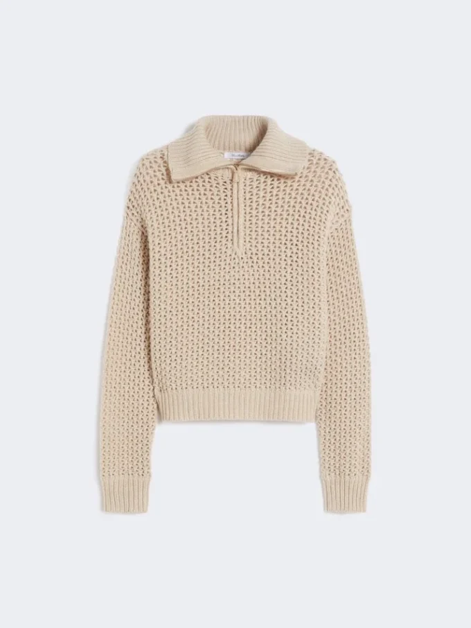Trui van wol, kasjmier en lurex, albino Trui van wol, kasjmier en lurex, albino