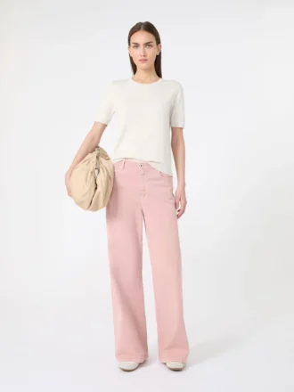 Breed uitlopende broek van katoen, roze