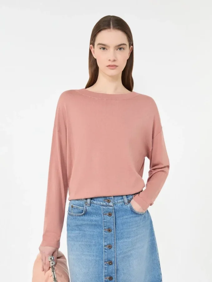 Trui van zijde en katoen, roze