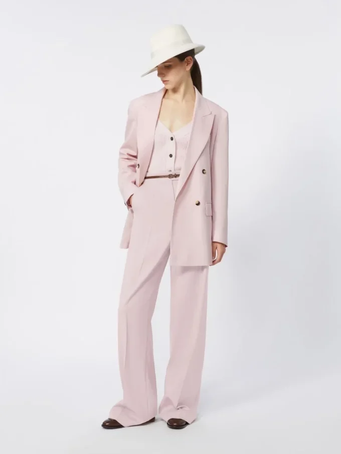 Broek van wol, mohair en zijde, beige-roze Broek van wol, mohair en zijde, beige-roze