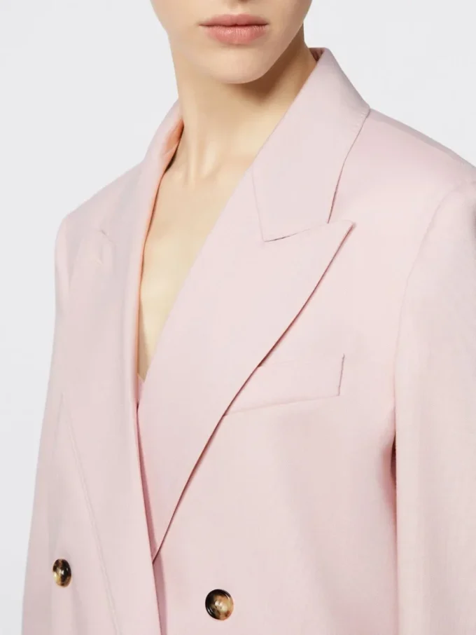 Tweeborsig blazer van wol, mohair en zijde, beige-roze Tweeborsig blazer van wol, mohair en zijde, beige-roze