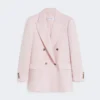 Tweeborsig blazer van wol, mohair en zijde, beige-roze Tweeborsig blazer van wol, mohair en zijde, beige-roze
