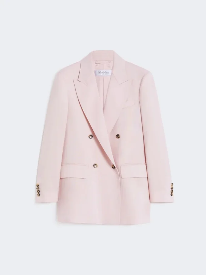 Tweeborsig blazer van wol, mohair en zijde, beige-roze Tweeborsig blazer van wol, mohair en zijde, beige-roze