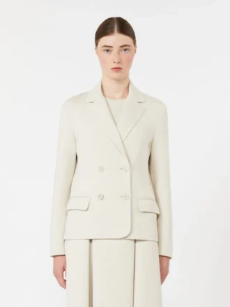 Tweeborsig jasje van scuba-jersey, beige