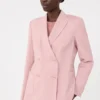 Tweeborsig stretchwollen blazer, antiekroze Tweeborsig stretchwollen blazer, antiekroze