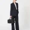 Tweeborsig wollen blazer met krijtstreep, marineblauw