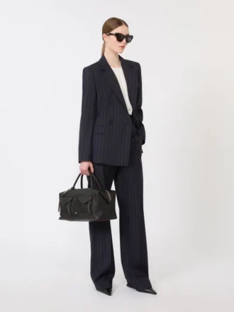 Tweeborsig wollen blazer met krijtstreep, marineblauw