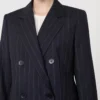 Tweeborsig wollen blazer met krijtstreep, marineblauw