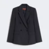 Tweeborsig wollen blazer met krijtstreep, marineblauw