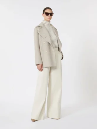 Tweeborsige kasjmier peacoat, zandkleur