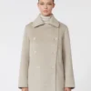 Tweeborsige kasjmier peacoat, zandkleur