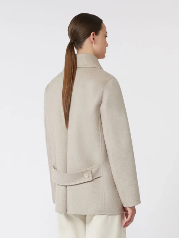 Tweeborsige kasjmier peacoat, zandkleur