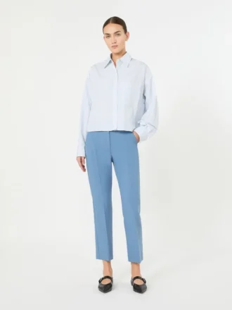Tweezijdige broek van viscose canvas, lichtblauw