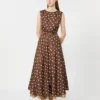 Twill jurk met patroon, bruin