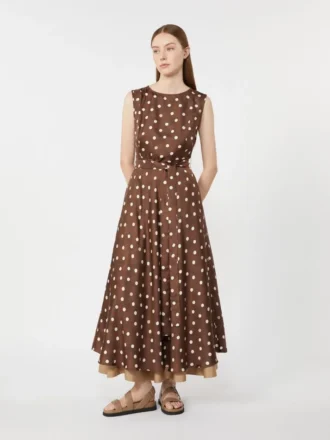 Twill jurk met patroon, bruin
