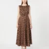 Twill jurk met patroon, bruin