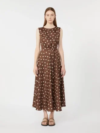Twill jurk met patroon, bruin