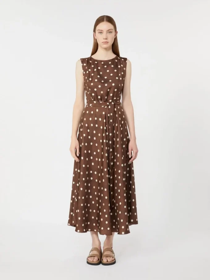 Twill jurk met patroon, bruin