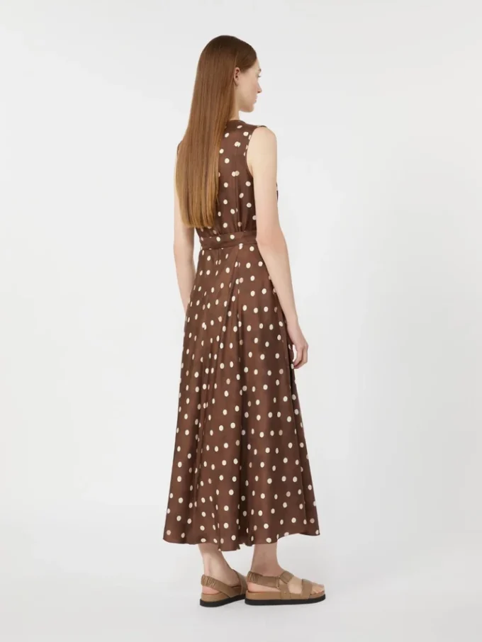 Twill jurk met patroon, bruin