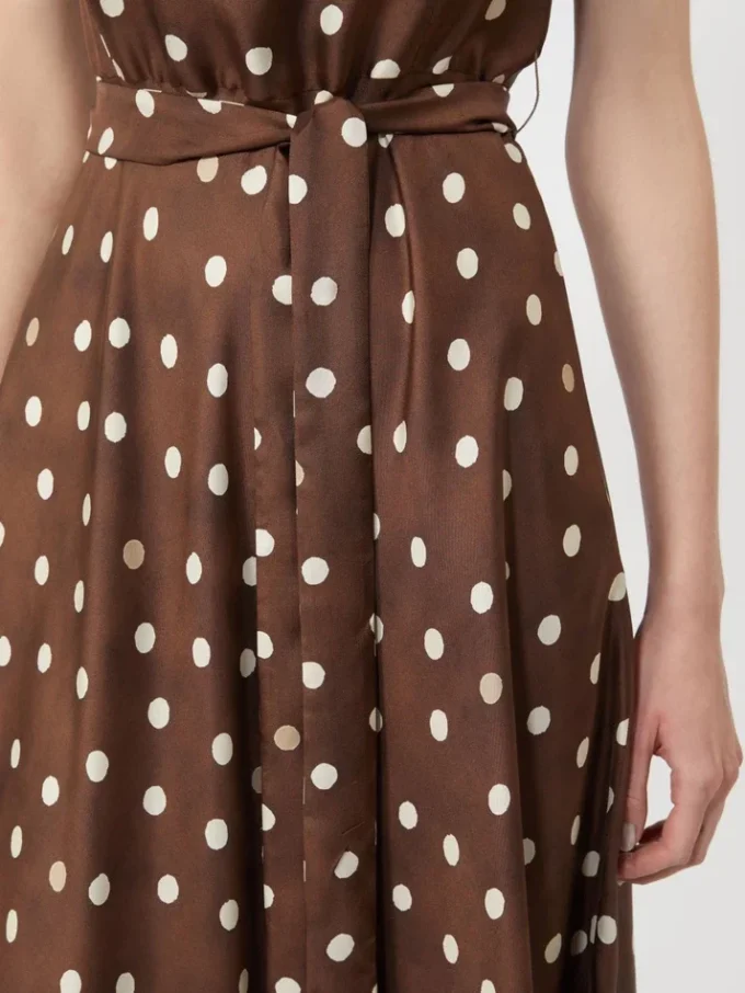 Twill jurk met patroon, bruin