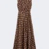 Twill jurk met patroon, bruin